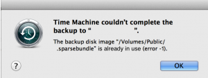 Time Machine backup is already in use popup